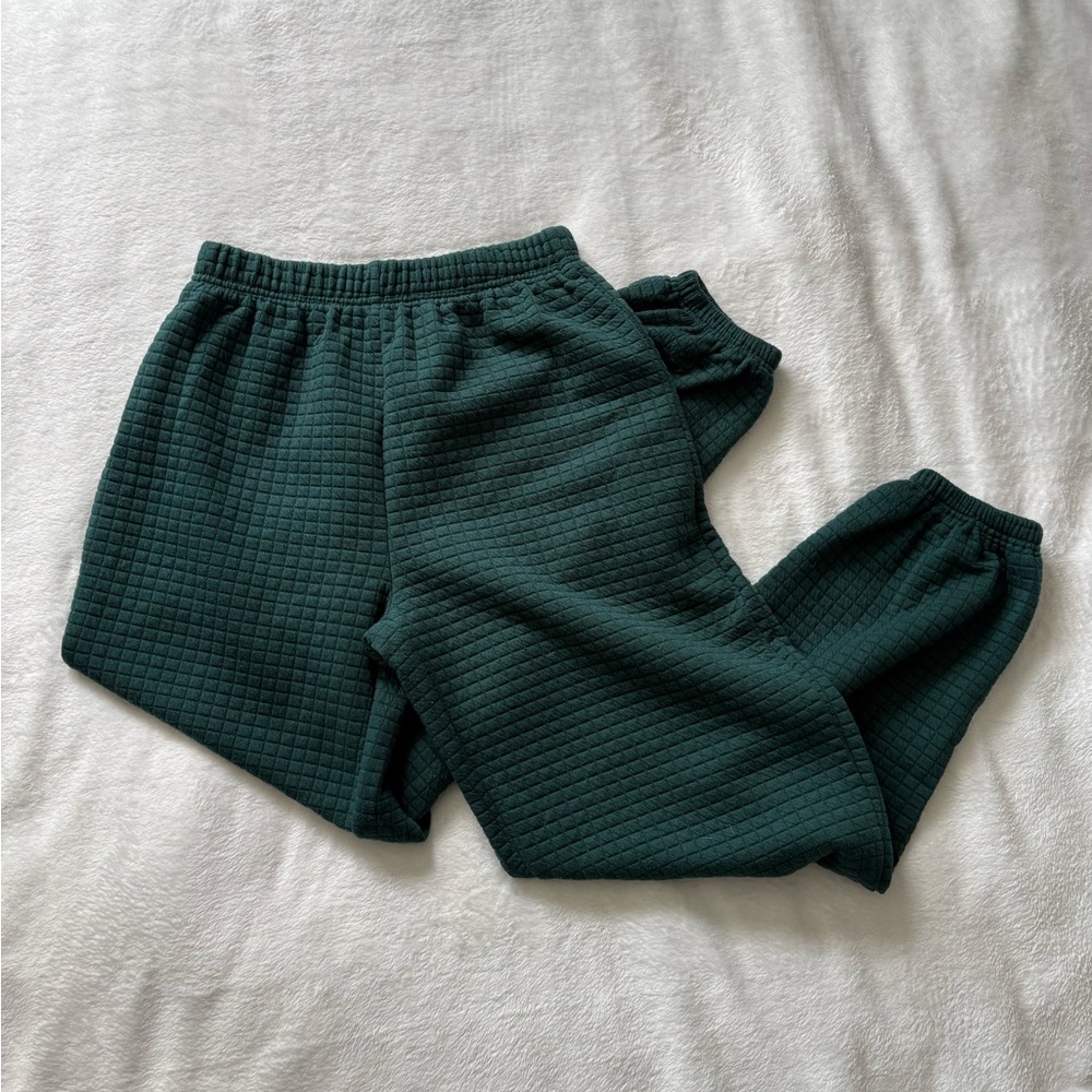 Princess Polly Dark Green Quilted Jogger Pants Size S